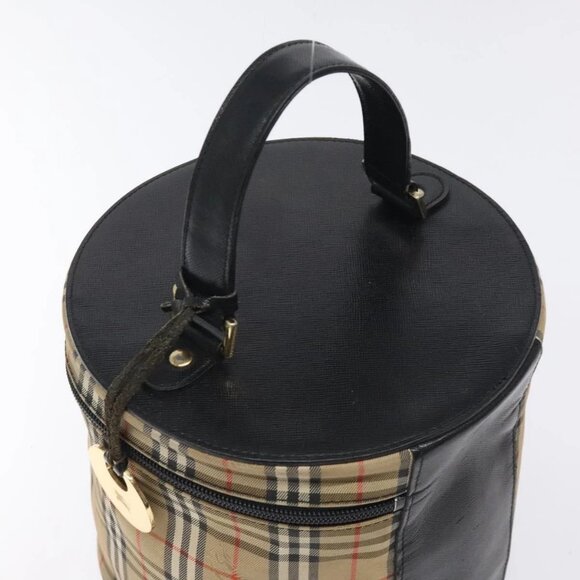 Burberrys Nova Check Hand Bag Canvas Beige Gold Auth 118660 - Picture 9 of 16